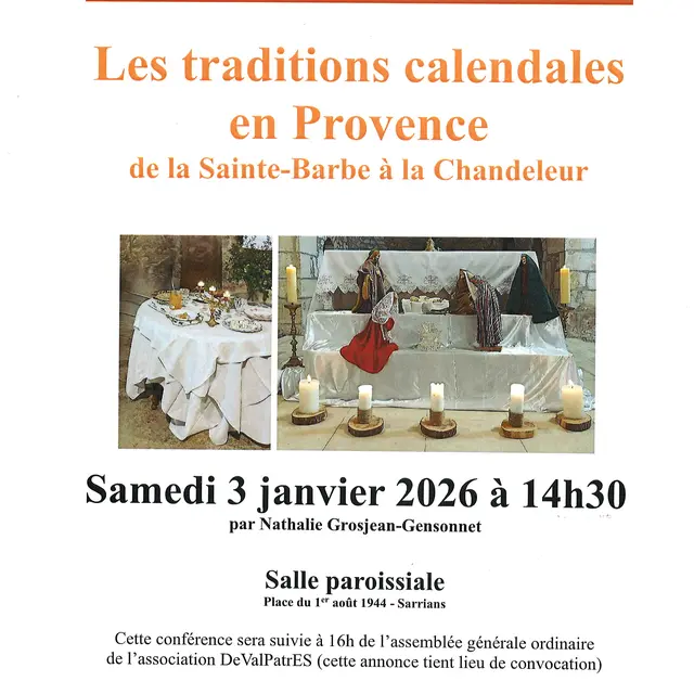 Conférence : Les traditions calendales en Provence_Sarrians