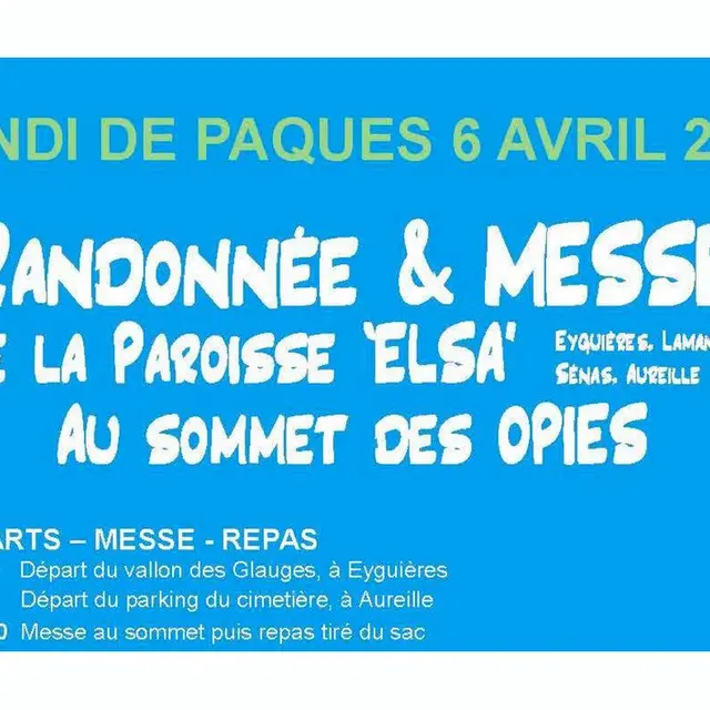 Randonnée & messe de la paroisse ELSA au sommet des Opies à Aureille 06.04.26