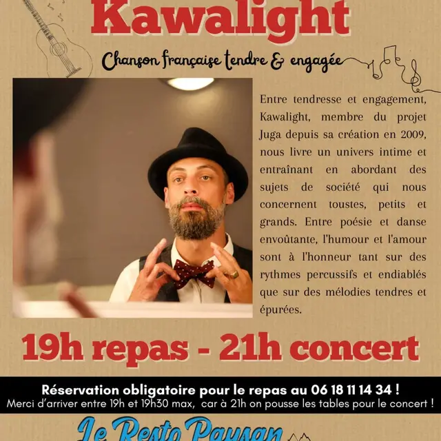 Repas concert au Resto Paysan : Kawalight_Breil-sur-Roya