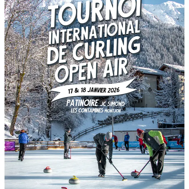Affiche tournoi international de curling Open air Les Contamines
