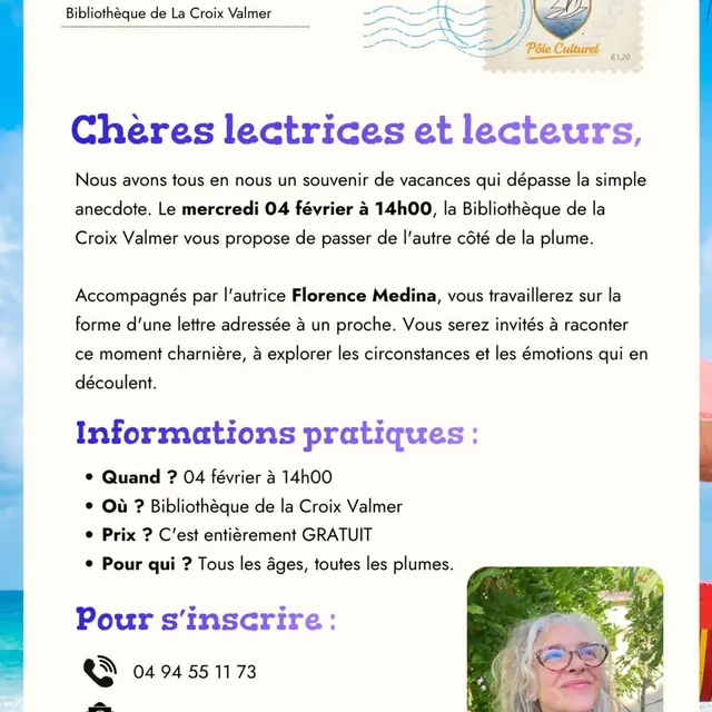 Atelier d'écriture avec Florence Medina_La Croix-Valmer
