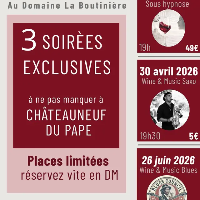 Soirée les Boutinades Wine & Music saxo_Châteauneuf-du-Pape