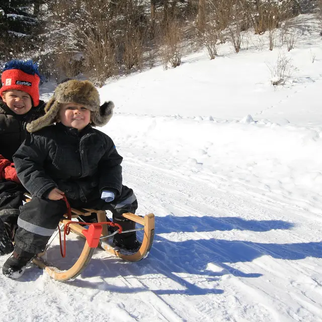 Enfants sur une luge