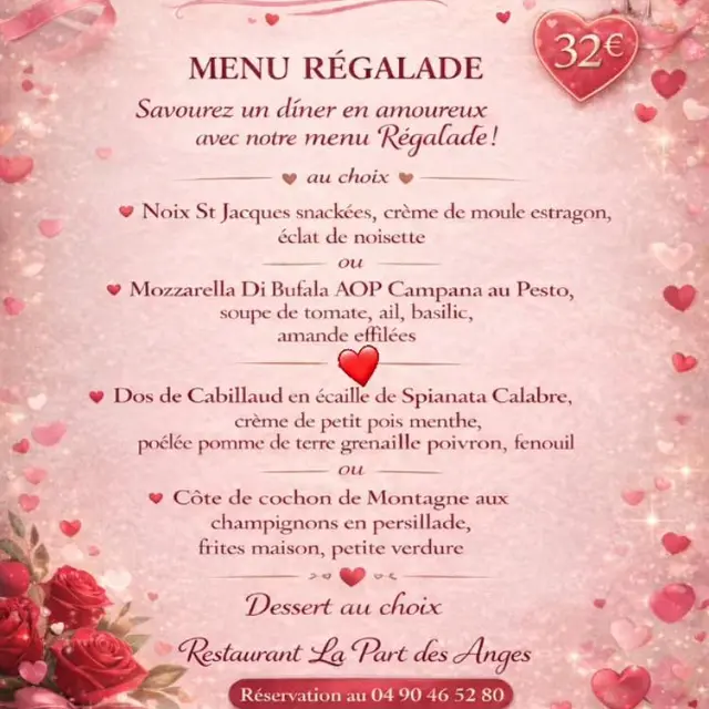 Menu de la Saint-Valentin à La Part des Anges_Beaumes-de-Venise