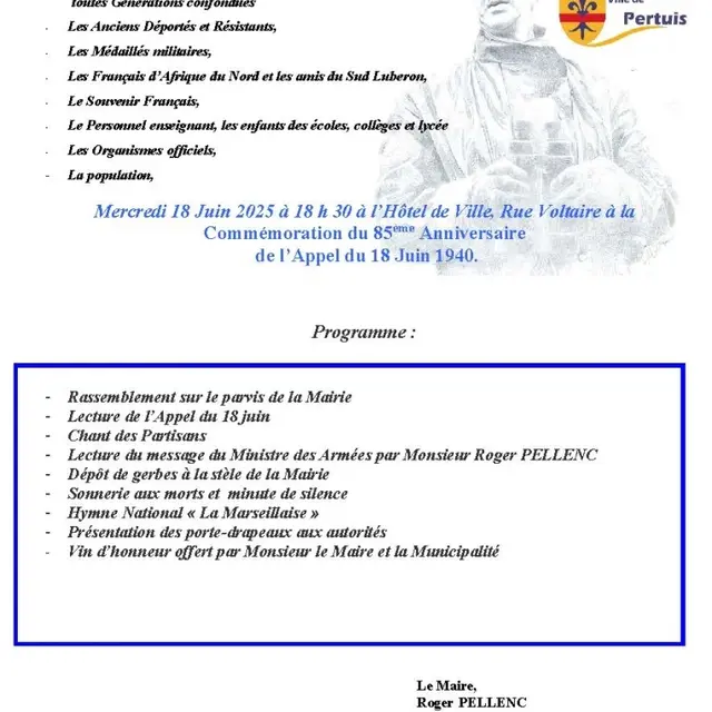 Commémoration du 85ème anniversaire de l'appel du 18 juin 1940_Pertuis