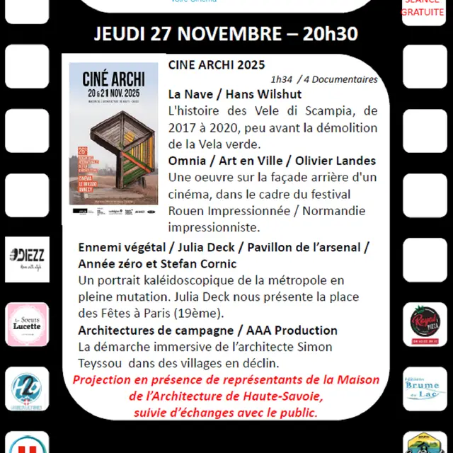 « Ciné Archi 2025 » : Projection d’un programme de 4 documentaires_Saint-Jorioz