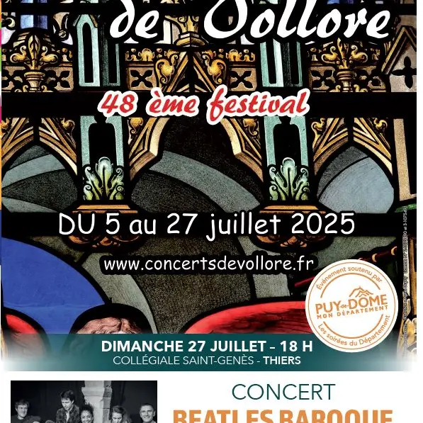 Soirées du Département 2025 - Conseil Départemental du Puy-de-Dôme - Festival Concerts de Vollore Beattles baroque_Thiers