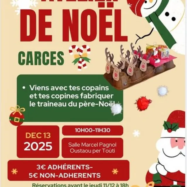 Atelier créatif de Noel : création d'un traineau_Carcès