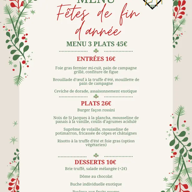 Menu fêtes de fin d'année