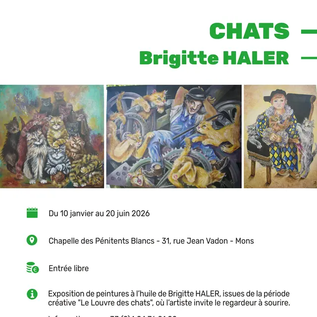 Exposition : Tête des chats peintures acryliques_Mons