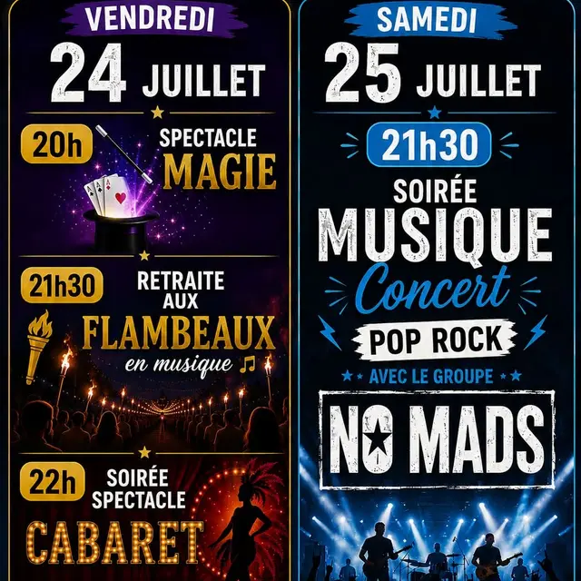 Soirée Magie, Retraite aux flambeaux et Spectacle cabaret_Le Revest-les-Eaux