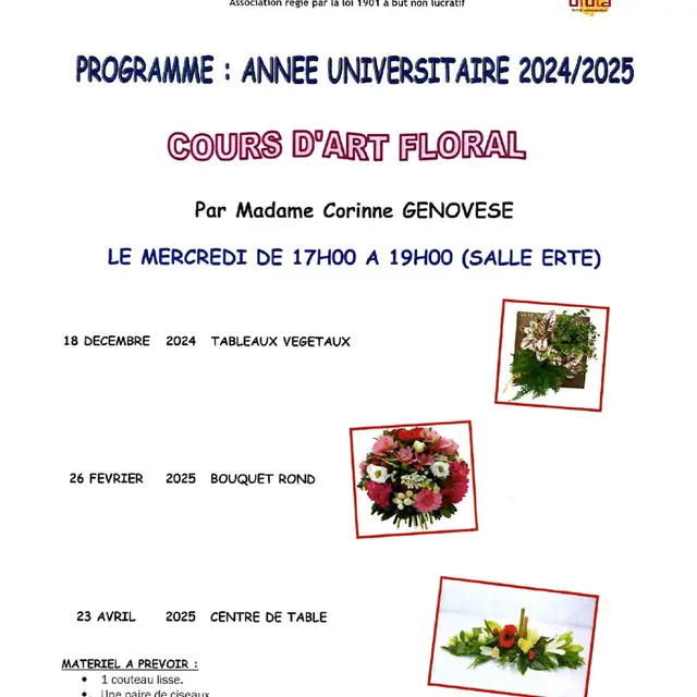 Programme annuel de cours d'art floral_Beausoleil