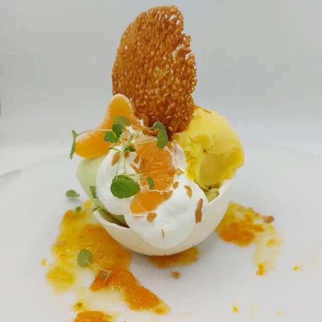 Vacherin minute chartreuse verte et mandarine