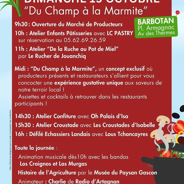 Terroir en Fête - Programme  Du Champ à la Marmite - Barbotan les Thermes - Dimanche 19 Octobre 2025_Cazaubon