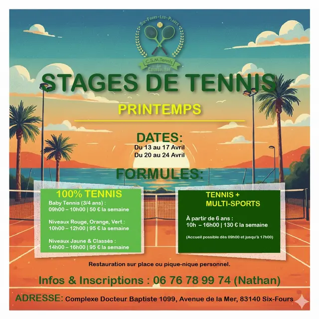 Stages de tennis - CSM Tennis de la Coudoulière_Six-Fours-les-Plages