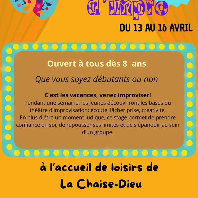 Stage de découverte artistique : théâtre d'improvisation_La Chaise-Dieu-affiche