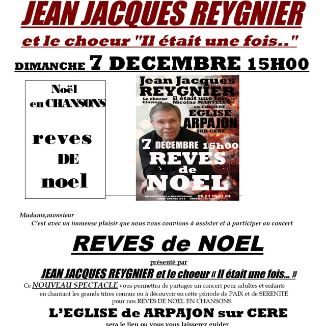 Concert Jean-Jacques Reygnier :  rêves de Noel_Arpajon-sur-Cère
