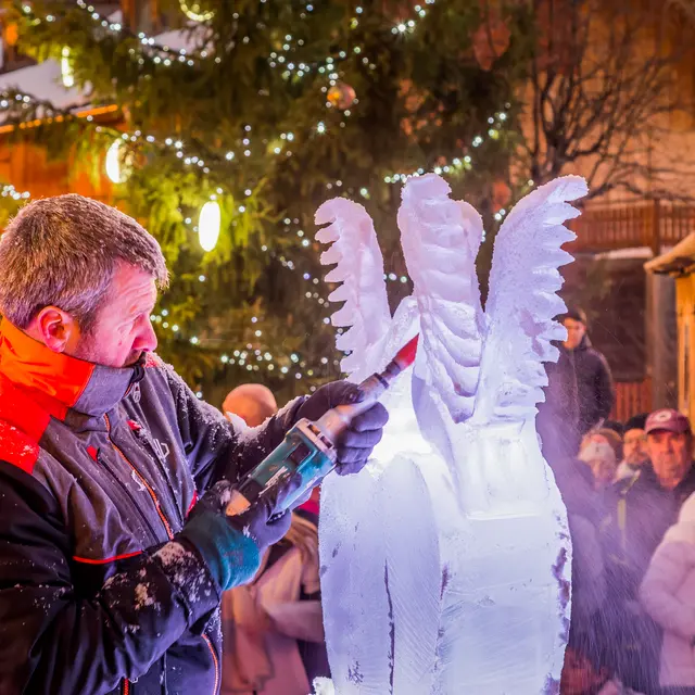 Show de sculpture sur glace