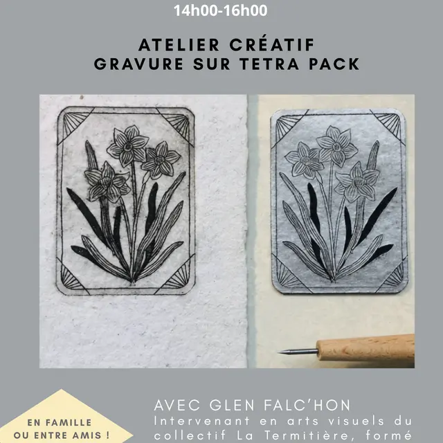 Atelier de gravure sur tetra pack_Dévoluy