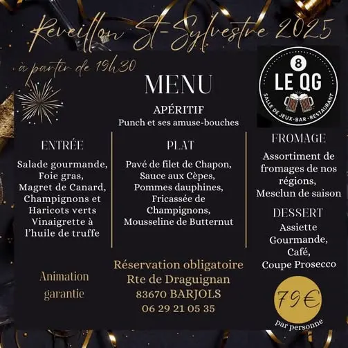 Repas avec animation musicale | Saint-Sylvestre_Barjols