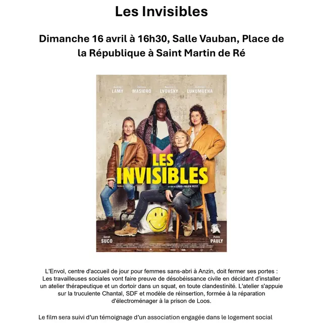 Affiche Diffusion du film Les Invisibles