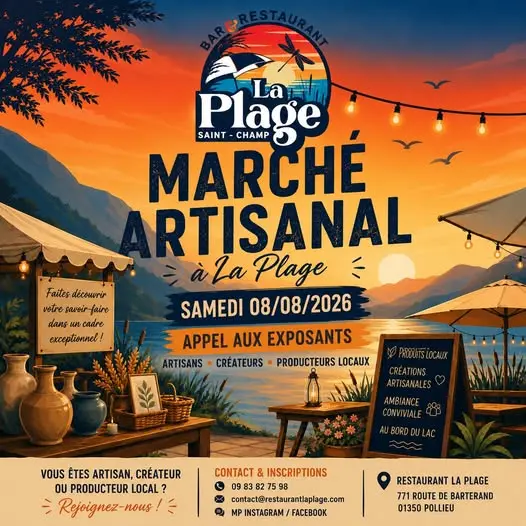 Marché artisanal semi nocturne au restaurant la Plage_Pollieu