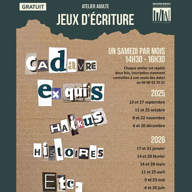 Atelier adulte : Jeux d'écriture_Saint-Rémy-de-Provence