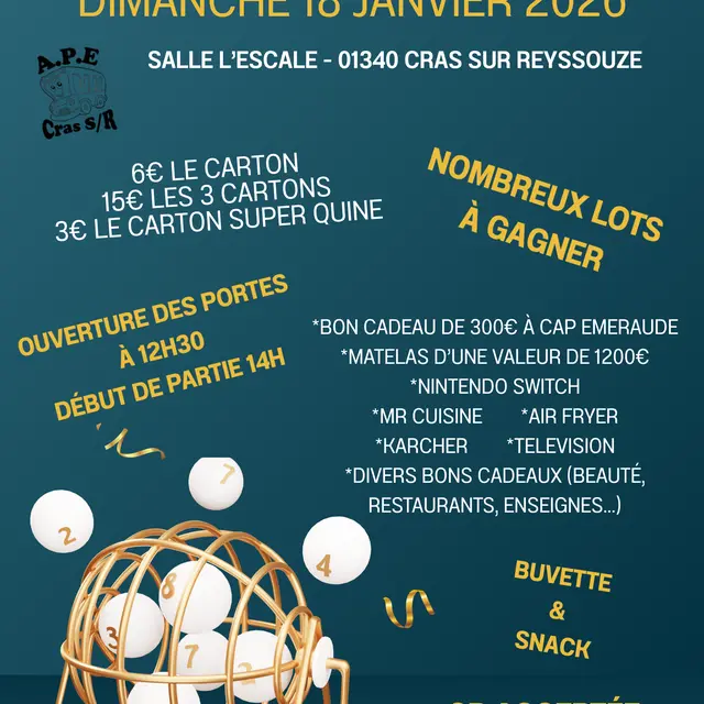Quine Loto de l’APE de Cras sur Reyssouze