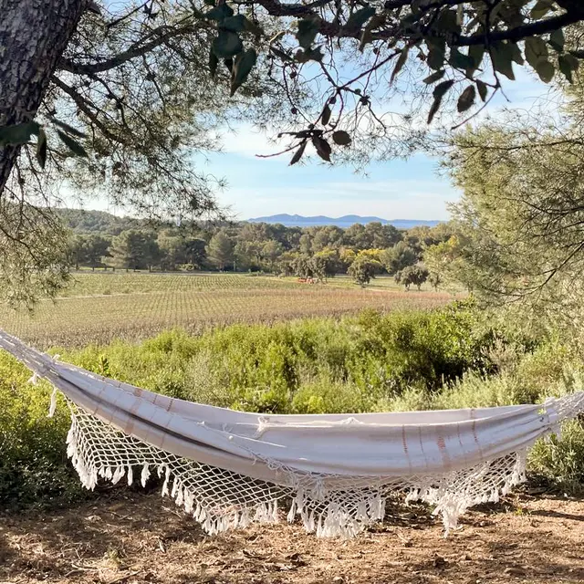 Sieste bercée dans un hamac à Figuière à La Londe-les-Maures