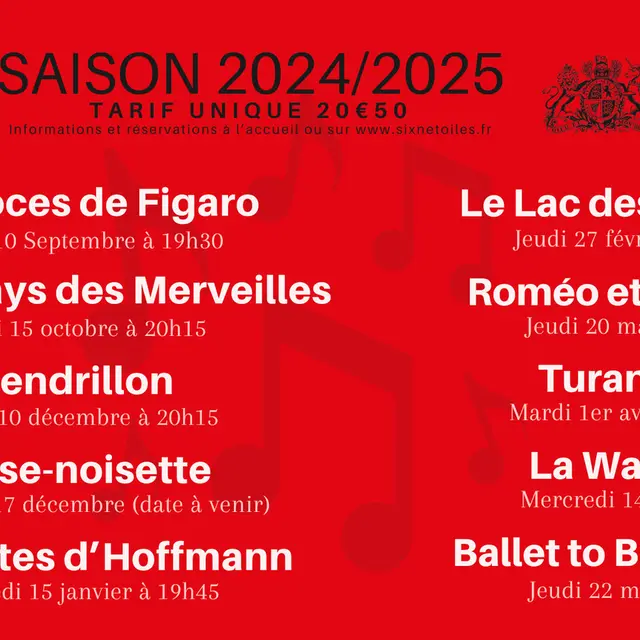 Agenda Royal Ballet et Opéra du cinéma Six n'étoiles