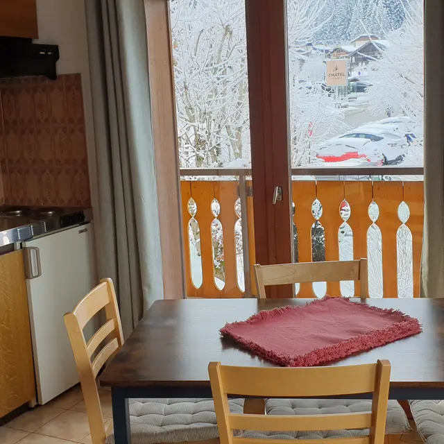 Cuisine avec vue hiver