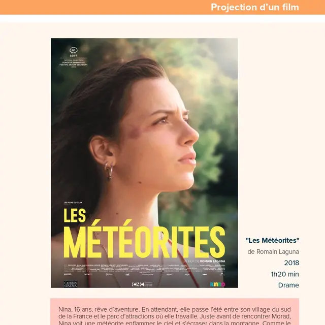Afterwork ciné Les Météorites de Samuel Laguna_Vichy