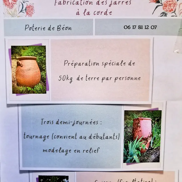 Stage de poterie : fabrication d'une jarre à la corde_Culoz-Béon