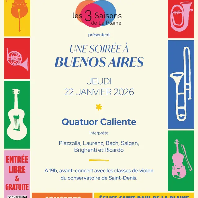 Concert - Une soirée à Buenos Aires - Quatuor caliente_Saint-Denis
