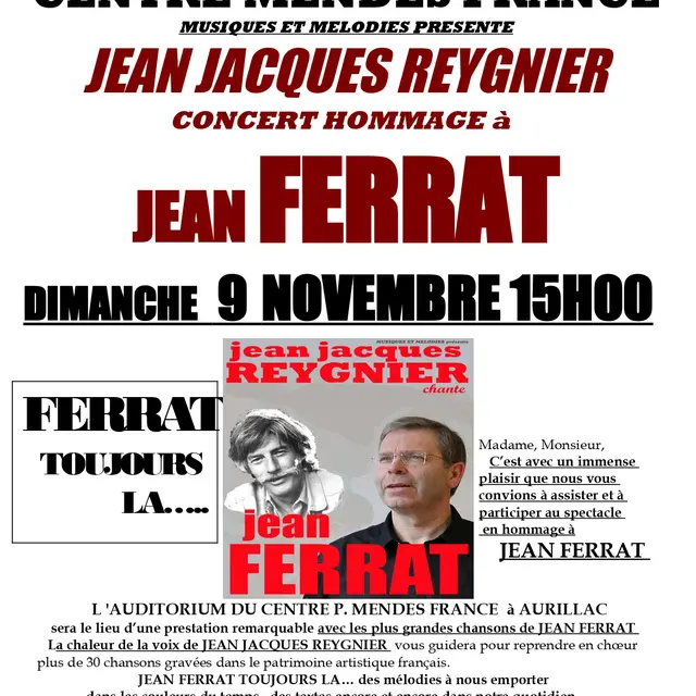 Concert Jean-Jacques Reygnier : Hommage à Jean Ferrat_Aurillac