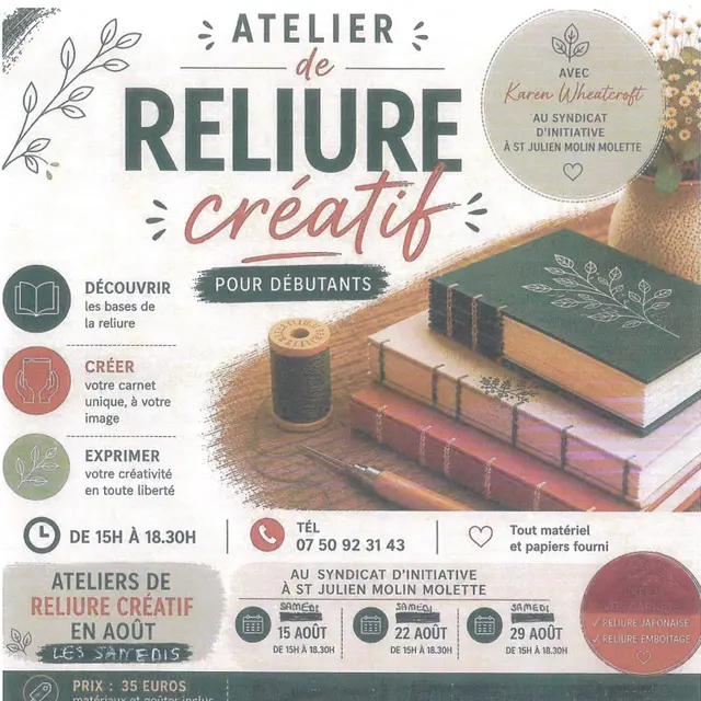 Atelier de Reliure créatif pour débutants_Saint-Julien-Molin-Molette