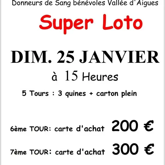 Loto des donneurs de sang bénévoles à La Tour d'Aigues_La Tour-d'Aigues