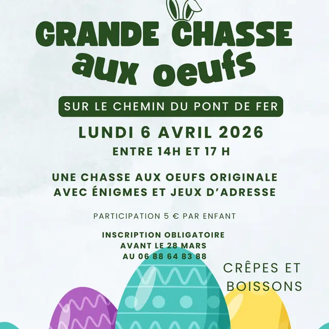 Affiche Chasse aux oeufs Pâques Illustration Coloré.png