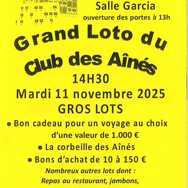Grand loto du Club des Aînés_Villedieu