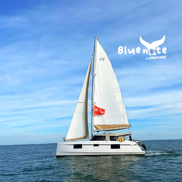 Imhotep, catamaran de Blue Note dans le pertuis breton