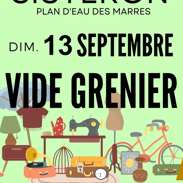 Affiche Vide Grenier  jumelage Sisteron-Oliva