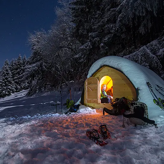 Randonnée nocturne et repas en caban'igloo_Bernex