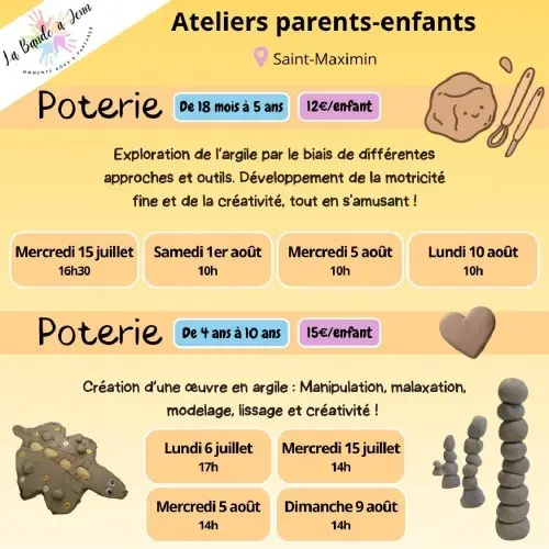 Atelier : parent/enfant : Poterie (enfants 4 ans -10 ans)_Saint-Maximin-la-Sainte-Baume