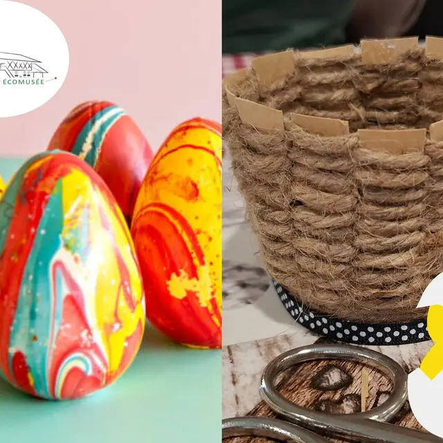Atelier Panier tressé et œufs de Pâques marbrés_Saint-Étienne-du-Bois
