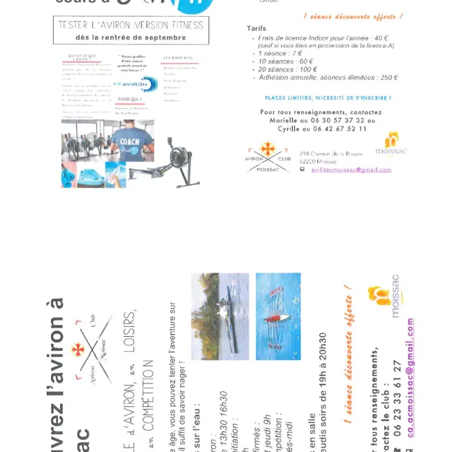 Aviron club Moissac_Moissac planning