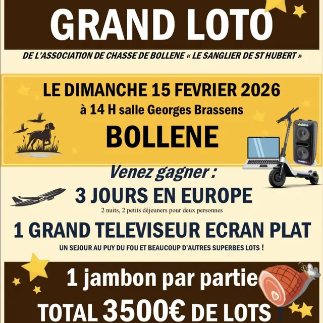 Loto de l'association de chasse Le sanglier Saint Hubert_Bollène
