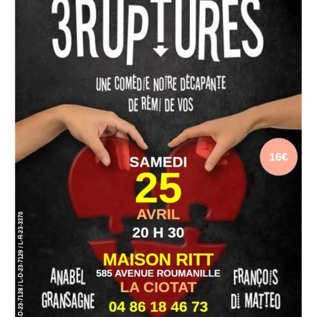 Spectacle humoristique 3 Ruptures par la compagnie le Mille-Feuille_La Ciotat