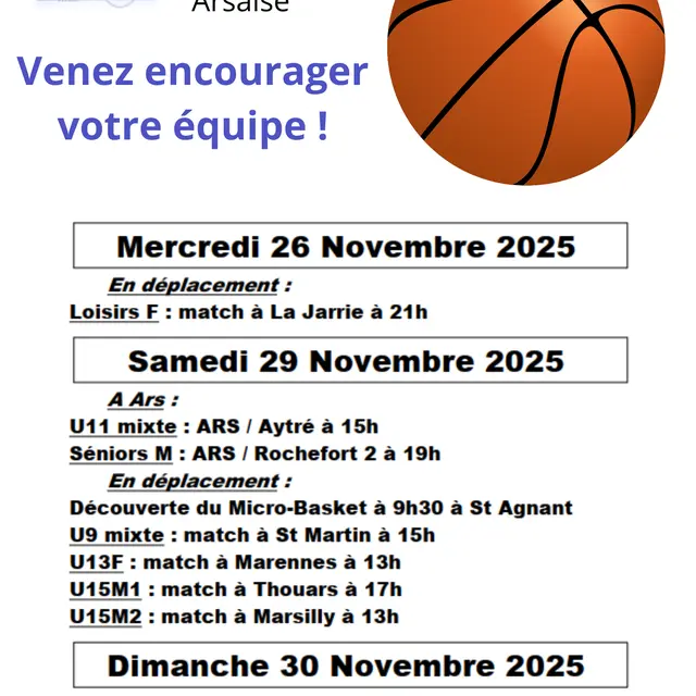 Matchs de basket - Union Sportive Arsaises_Ars-en-Ré