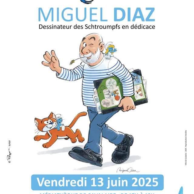 Miguel Diaz en dédicace à la Médiathèque_Cavalaire-sur-Mer