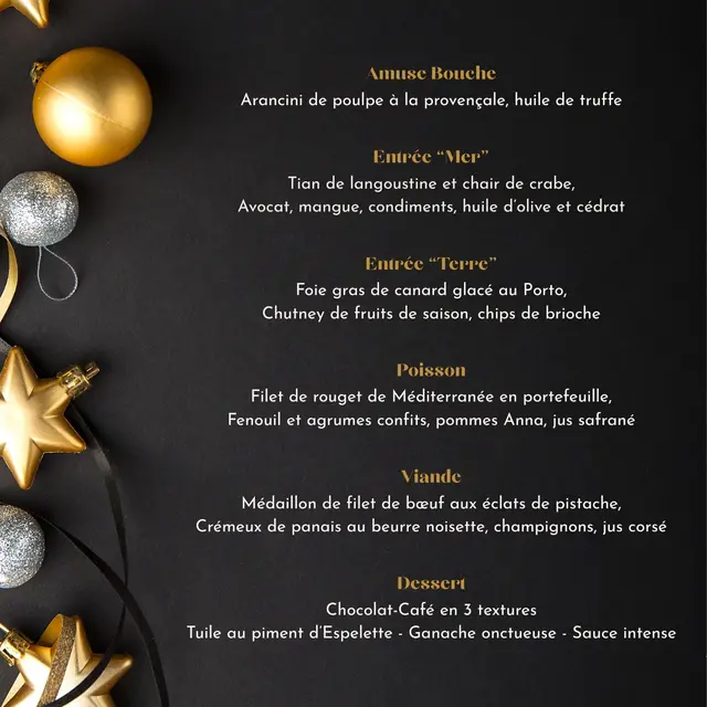 Menu du déjeuner de Noël